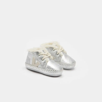 BABY FURED LEATHER SILVER PIERRE