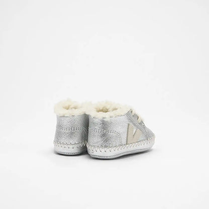 BABY FURED LEATHER SILVER PIERRE